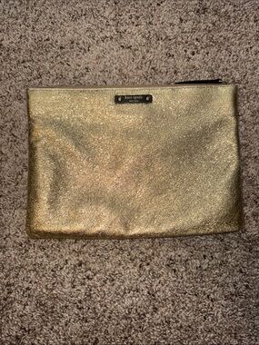 kate spade Gold Glitter Zip Clutch